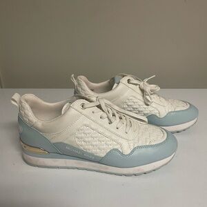Michael Kors Women's Cream and Light Blue Sneakers